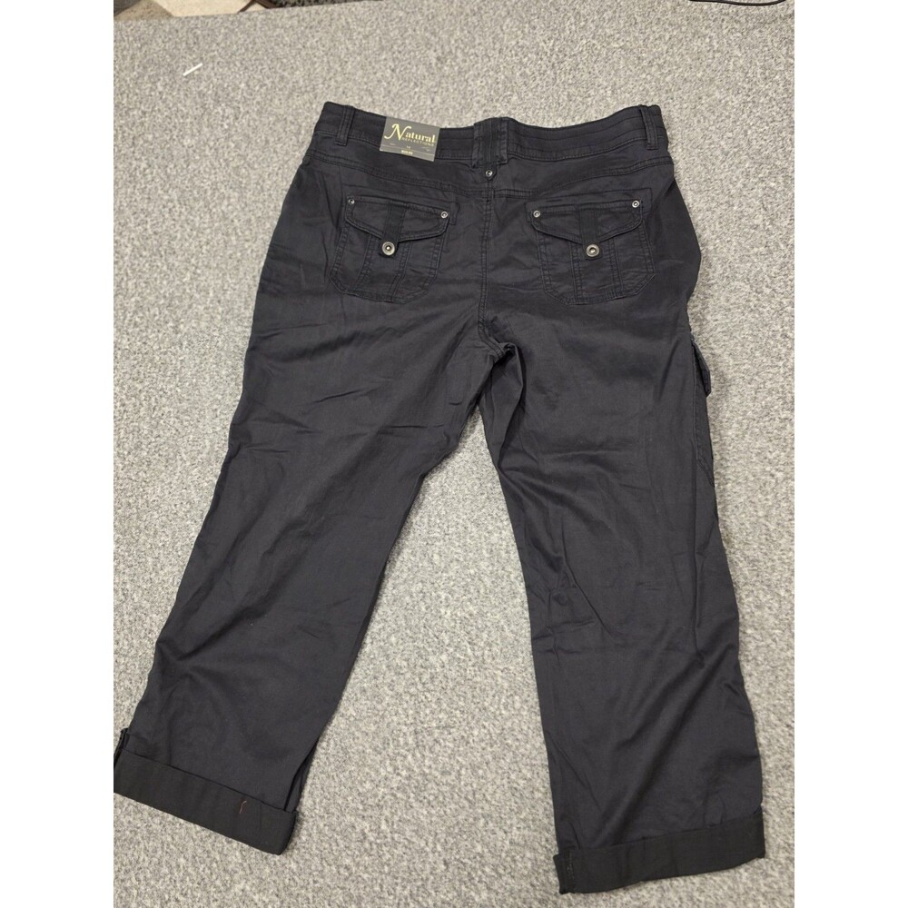 Natural Issues Black Cargo Pants Flat Front Zip Button Comfort Waist Pockets Wo… - Picture 9 of 12